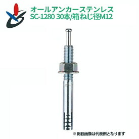 オールアンカー SCタイプ SC-1280 30本/箱 ねじ径M12 ステンレス 全長80mm サンコーテクノ コンクリート用 芯棒打込み式 簡単施工 施工管理 建築 建設 仮設足場 ベース固定 機材 設備 ラック 取付 小箱 SANKO TECHNO 足場