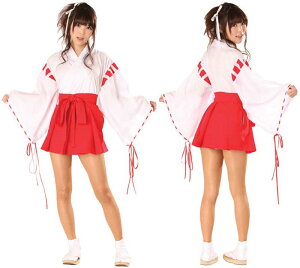 巫女 衣装 コスプレ ミニスカ 赤 【夢のなかの巫女ちゃま (Mサイズ)女性用】【送料無料】【ポイント 2倍】ミニな袴がとってもキュート!夢の中に出てくるくらいかわいい巫女ちゃま衣装