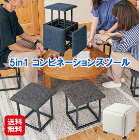 スツール 5脚セット 椅子 イス オットマン 37cm 5in1 スツールセット【5in1コンビネーションスツール】【送料無料】【ポイント 2倍】コンビネーション ボックススツール チェア おしゃれ アイデアグッズ dap