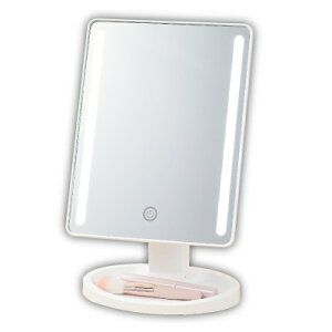 ミラー LED ライト付き USB 充電式 鏡 メイク 卓上【LEDライティングミラー スクエア】【ポイント 倍〜10倍】暗がりでもメイクができるLED搭載のスクエア型ミラー! sl
