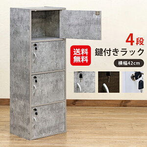 サカベ 鍵付き ラック 扉付き 収納ボックス 棚 間仕切り【鍵付きラック 4段】【送料無料】【ポイント 2倍】カラーボックス 4段ラック キャビネット 本棚 ロッカー 貴重品 収納 整理整頓 子