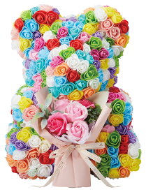 【スーパーセール】 ソープフラワー クマ シャボンブーケ抱っこローズベアレインボー プレゼント ギフト 2024 造花 ソープフラワー 5輪 お祝い 記念日 誕生日 結婚式 卒業 入学 母の日 プレゼント ハロウィン クリスマス プレゼント コストコ