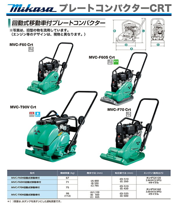 楽天市場】【代引不可】〈三笠産業〉プレートコンパクター MVC-F60HS 