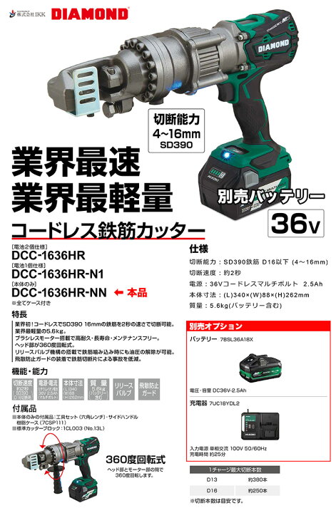 楽天市場】〈IKK〉 コードレス鉄筋カッター 本体のみ（ケース付） DCC 
