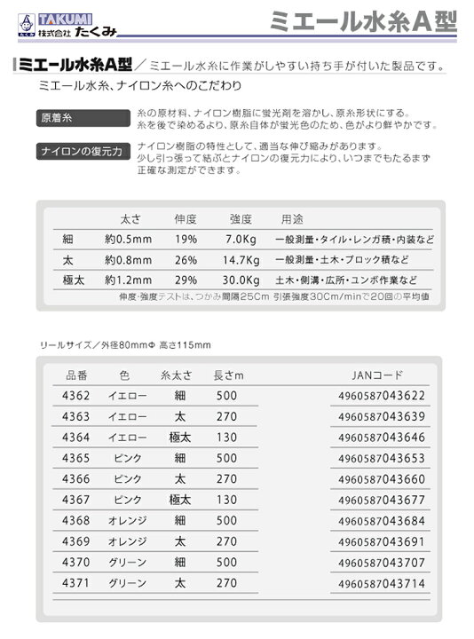 ミエール水糸ａ型イエロー太 ナイススタイル