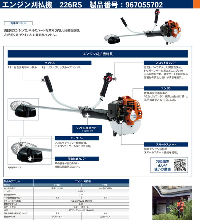 楽天市場】〈ハスクバーナ〉 エンジン刈払機 226RS 967055702 : プロ 