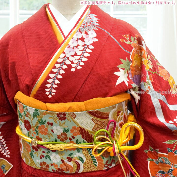 楽天市場】【送料無料】【中古】 振袖 正絹（中古 ランクS 赤 レッド  