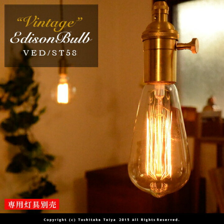 楽天市場】ビンテージエジソン球 VINTAGE EDISON BULB [Signature ST58 