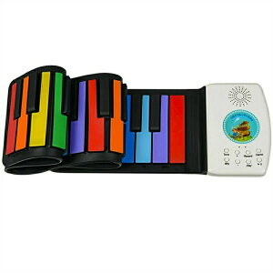 ロールピアノ 49鍵 電子ピアノ 折り畳み 持ち運び便利 おもちゃ 子供 初心者 練習 レインボーロールアップ USB充電 子供用スターター、ヘッドフォンとカラオケが利用可能、リアルなサウンド