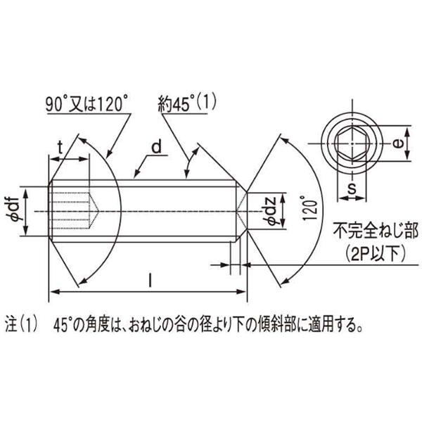 M3X8 HSくぼみ先(ｱﾝｽｺ 鉄(SCM435) ｽｽﾞｺﾊﾞﾙﾄ (六角穴付き止めねじ