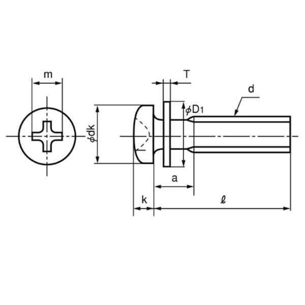 （＋）ナベＰ＝１( )ナベP=1  4 X 20 標準(または鉄) ユニクロ