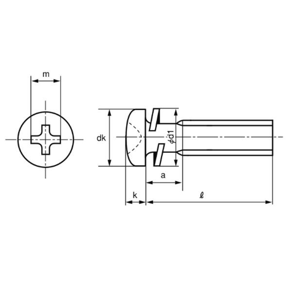 （＋）ナベＰ＝１( )ナベP=1  4 X 20 標準(または鉄) ユニクロ