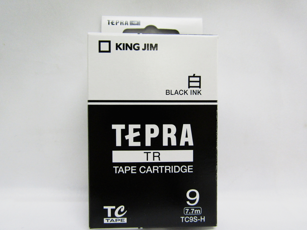 本物の 業務用30セット キングジム テプラTRテープ TC9S 白に黒文字