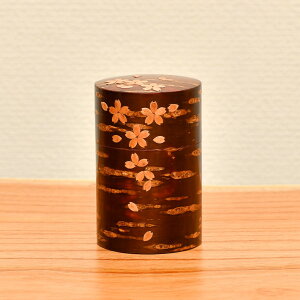 樺細工 茶筒 総皮茶筒 散花 中長 角館伝四郎 桜皮 日本製 伝統工芸 山桜 お茶 珈琲 緑茶 おうち時間 ギフト ラッピング 風呂敷 敬老の日 プレゼント あさのは堂
