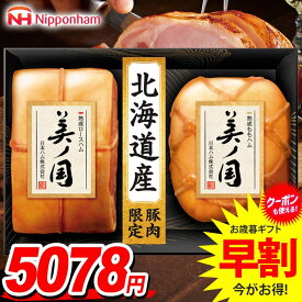 お歳暮 御歳暮 送料無料 早割 ハム ギフト セット ロースハム ももハム 熟成 ブロック 詰め合わせ 日本ハム ニッポンハム 美ノ国 北海道 プレミアム 歳暮 冬ギフト 食品 食べ物 お取り寄せ グルメ 美の国 美しの国 UKH-55