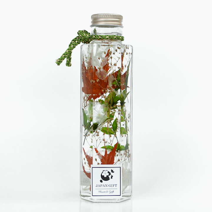 楽天市場 ハーバリウム もみじ 姫南天 角瓶 観葉植物 インテリア 雑貨 プリザーブドフラワー 花 ドライフラワー ラッピング カード等 ギフト対応不可 ジャパンギフト