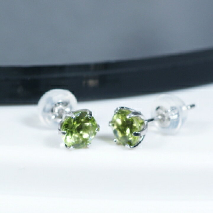 楽天市場】PT 1ct ペリドットピアス ラウンド プラチナ 1カラット 