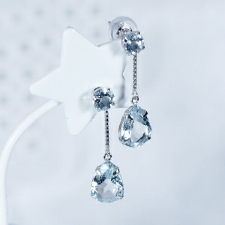 楽天市場】K18WG 2ct アクアマリンピアス ラウンド ペアシェイプ 18金 