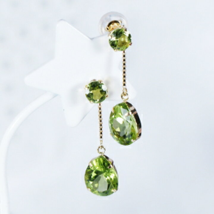 楽天市場】K18 ペリドット スイングピアス 2.2ct 8月誕生石 ギフト 