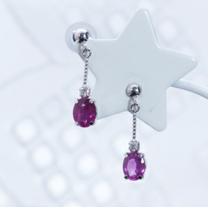 楽天市場】K18WG ルビー ピアス ダイヤ 0.03ct オーバル 18金 ホワイト  