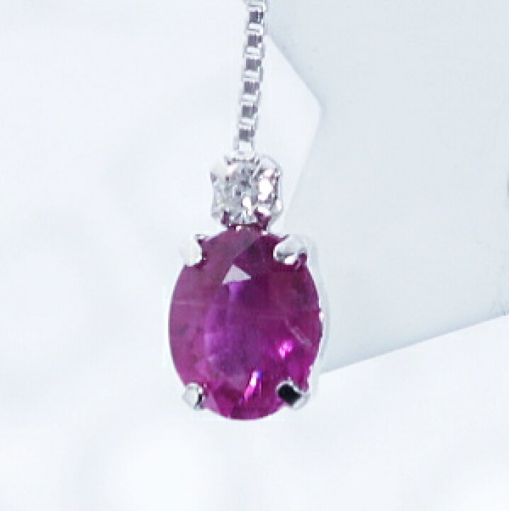 楽天市場】K18WG ルビー ピアス ダイヤ 0.03ct オーバル 18金 ホワイト  