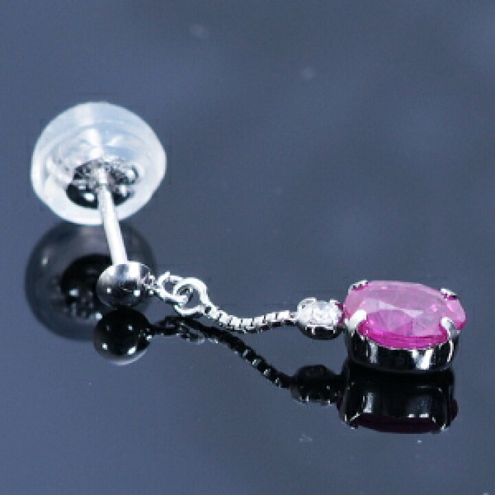 楽天市場】K18WG ルビー ピアス ダイヤ 0.03ct オーバル 18金 ホワイト  