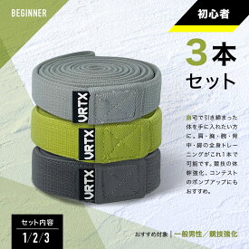 \ 3/11 1:59まで10%OFF / VRTX フィットネスバンド トレーニングチューブ 【米特許取得/8段階強度】 初心者 3本セット 筋トレ チューブ 懸垂 ゴムバンド エクササイズバンド トレーニングバンド 強度別 切れにくい 痛くない 肌に優しい 洗える 男女兼用 グッドデザイン賞