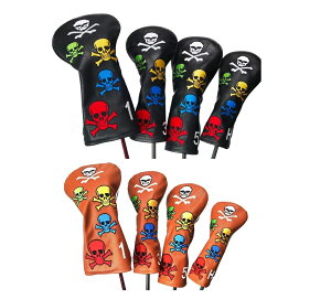 ゴルフ ヘッドカバー ドライバー カバー ウッド カバー ユーティリティ UT カバー 単品 1番3番5番H番 5カラー スカル 送料無料