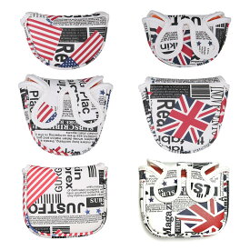 ゴルフ ヘッドカバー パターカバー マグネット付け マレット 用 オデッセイ 2ボール ・テーラーメイド スパイダーパター 対応 センターシャフトに適合 方形 イギリス アメリカ国旗模様 送料無料