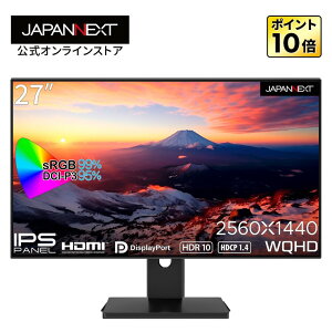JAPANNEXT 27C` IPSpl WQHD(2560x1440)𑜓xtj^[ JN-27i4FLQR HDMI DP 4Ӄt[Xf tfBXvC PCj^[ p\Rj^[ PCj^[ tj^[ p\Rj^