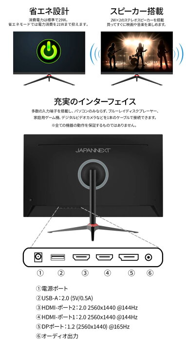 楽天市場】JAPANNEXT 31.5インチ IPSパネル搭載 165Hz対応 WQHD 