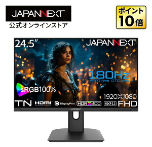 JAPANNEXT 24.5C` TNpl 180HzΉ tHD(1920x1080)𑜓x Q[~Oj^[ JN-245GT180FHDR-HSP HDMI DP HDR400 sRGB:100% 1ms(MPRT)  s{bg@\ PCj^[ tj^[ p\R