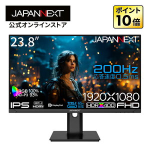 JAPANNEXT 23.8C` IPSpl 200HzΉ tHD(1920x1080)𑜓x Q[~Oj^[ JN-IPS238G200F-HSPC6 0.5ms(MPRT) HDMI DP USB Type-C(ő65Wd) HDR400 PS5:120Hzڑ  s{bgΉy2Nۏ