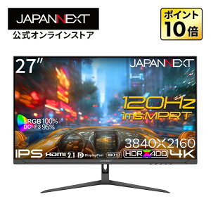 JAPANNEXT 27C` IPSpl 120Hz/1ms(MPRT)Ή 4K(3840x2160)𑜓x Q[~Oj^[ JN-IPS27G120U HDMI2.1 DP HDR400 sRGB:100% DCI-P3:95% PS5 4K:120Hzڑ VRR y2Nۏ؁z PCj^[ tj^[ p\R