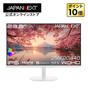 JAPANNEXT 23.8�C���` IPS�p�l������ WQHD(2560×1440)�𑜓x �z���C�g�J���[�t�����j�^�[ JN-IPS238Q-W HDMI DisplayPort sRGB:99% HDR �P�[�u��(�z���C�g)���� �y2�N�ۏ؁z PC���j�^�[ �t�����j�^�[ �p�\�R�����j