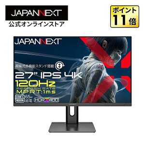 JAPANNEXT 27�C���` IPS�p�l������ 120Hz/1ms(MPRT)�Ή� 4K(3840×2160)�𑜓x �Q�[�~���O���j�^�[ JN-IPS27G120U2-HSPC6 HDMI2.1 DP USB-C(�ő�65W���d) sRGB:100% HDR400���� PS5 4K:120Hz�ڑ� VRR �������� �s�{�b�g(�c��])�y2