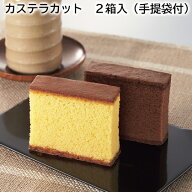 カステラカット　2箱入（手提袋付） 送料込み ギフト プレゼント 贈答 お取り寄せ お土産 (レビュー記入…
