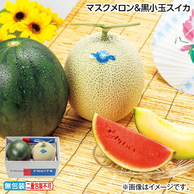 お中元 マスクメロン＆黒小玉スイカ 御中元 夏ギフト ギフト 贈答 送料込み お取り寄せ お土産 (レビュー記入で300円OFFクーポン配布中)
