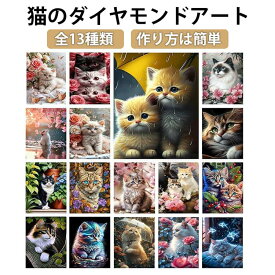 四角いビーズ手芸キットダイヤモンドアートキットDIYモザイクアート手作り全面貼り付けタダイヤモンド塗装ダイヤモンドアート猫初心者OK壁掛けプレゼント装飾用ウォールデコ