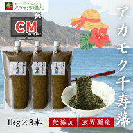 アカモク 千寿藻 1kg×3本 / 玄界灘産 産直の鉄人 保存料・着色料無添加 キャップ付き チューブ入り 大容…