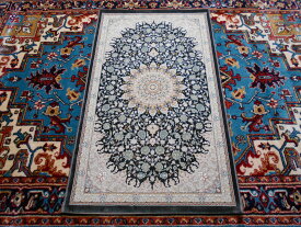 ペルシャ絨毯の本場から イラン産 ウィルトン織 高密度、立体柄絨毯！ダークグレー 70×120cm ‐ 50001