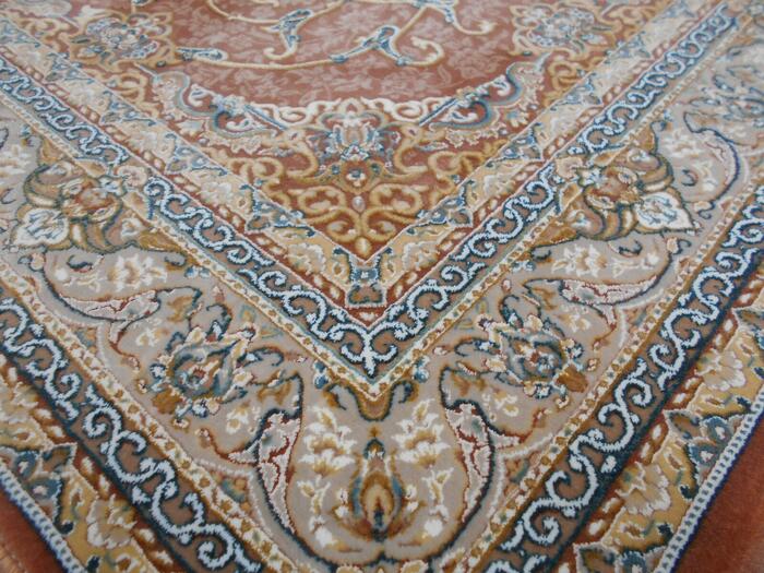 ペルシャ絨毯 の本場から イラン産 ウィルトン織 高密度、立体柄絨毯！ピンクオレンジ 約150×225cm ‐ 200501 | ジャスミンギャラリー