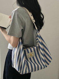 ショルダーバッグ エコバッグ レディーストートバック 帆布バッグ ストライプ 縞々 トートバッグ キャンバス 軽量 シンプル マチ広 普段使い 大容量 通勤 通学 プレゼント 卒業