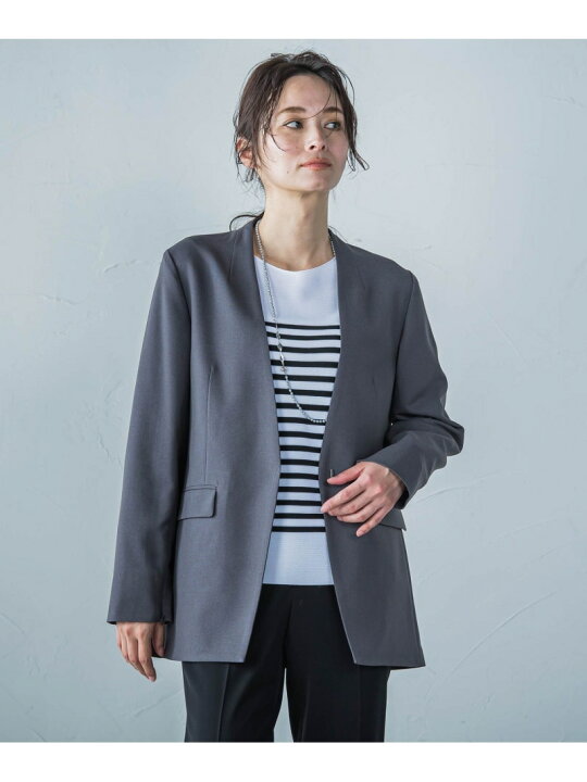 楽天市場】【SALE／50%OFF】RENUノーカラージャケット≪洗える/Lサイズ 