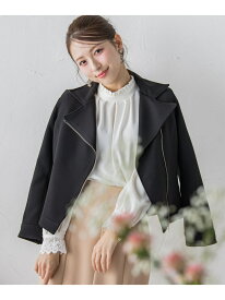 【SALE／15%OFF】ライダースジャケット QUEENS COURT クイーンズコート ジャケット・アウター テーラードジャケット・ブレザー ブラック ベージュ【RBA_E】【送料無料】[Rakuten Fashion]