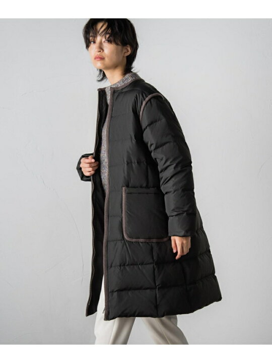 楽天市場】【SALE／50%OFF】配色パイピングノーカラーダウンコート 