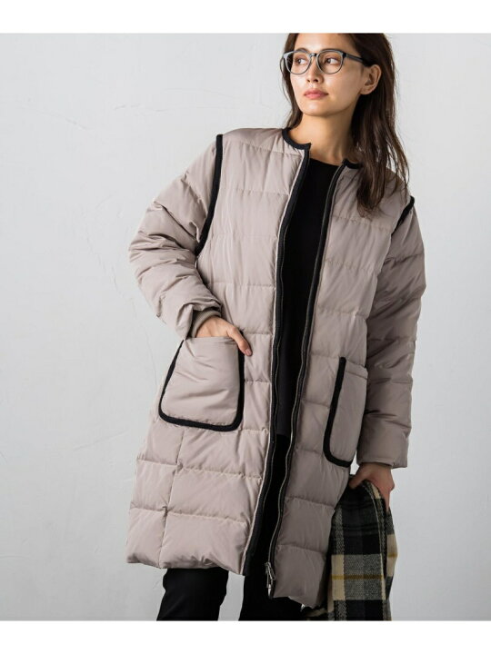 楽天市場】【SALE／50%OFF】配色パイピングノーカラーダウンコート 