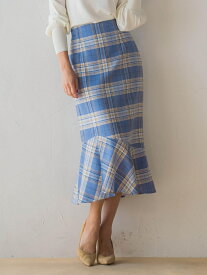 【SALE／60%OFF】ウールチェックマーメイドスカート Viaggio Blu ビアッジョブルー スカート ロング・マキシスカート ピンク ブルー【RBA_E】【送料無料】[Rakuten Fashion]