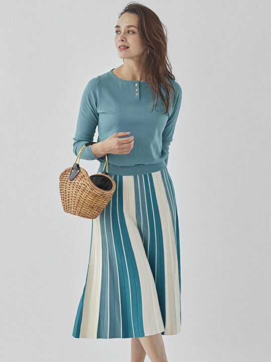 楽天市場】【SALE／50%OFF】プリーツ配色ニットワンピース Viaggio Blu 