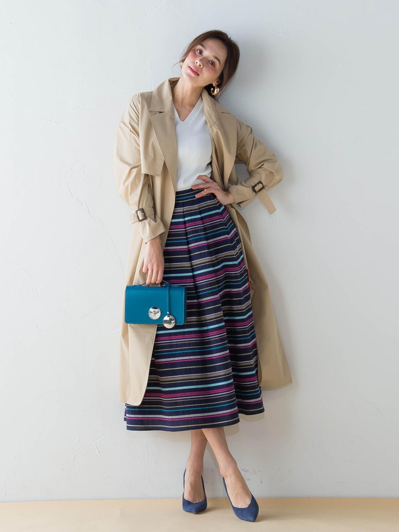 【SALE／50%OFF】マルチボーダー刺繍スカート Viaggio Blu ビアッジョブルー スカート ロング・マキシスカート  ホワイト【RBA_E】【送料無料】[Rakuten Fashion] | JAVA ONLINE